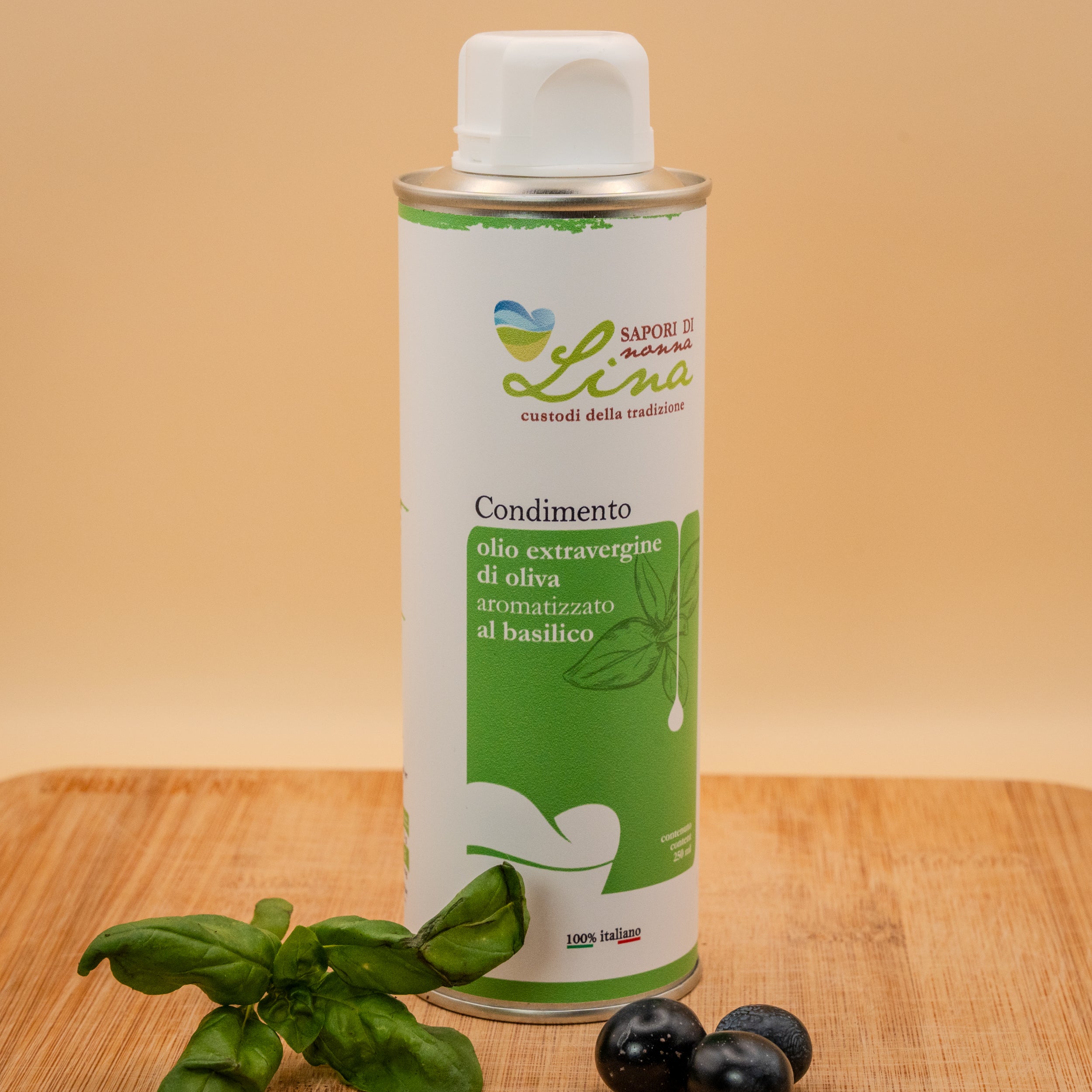 Olio EVO aromatizzato al Basilico - Selezione Sapori di Nonna Lina