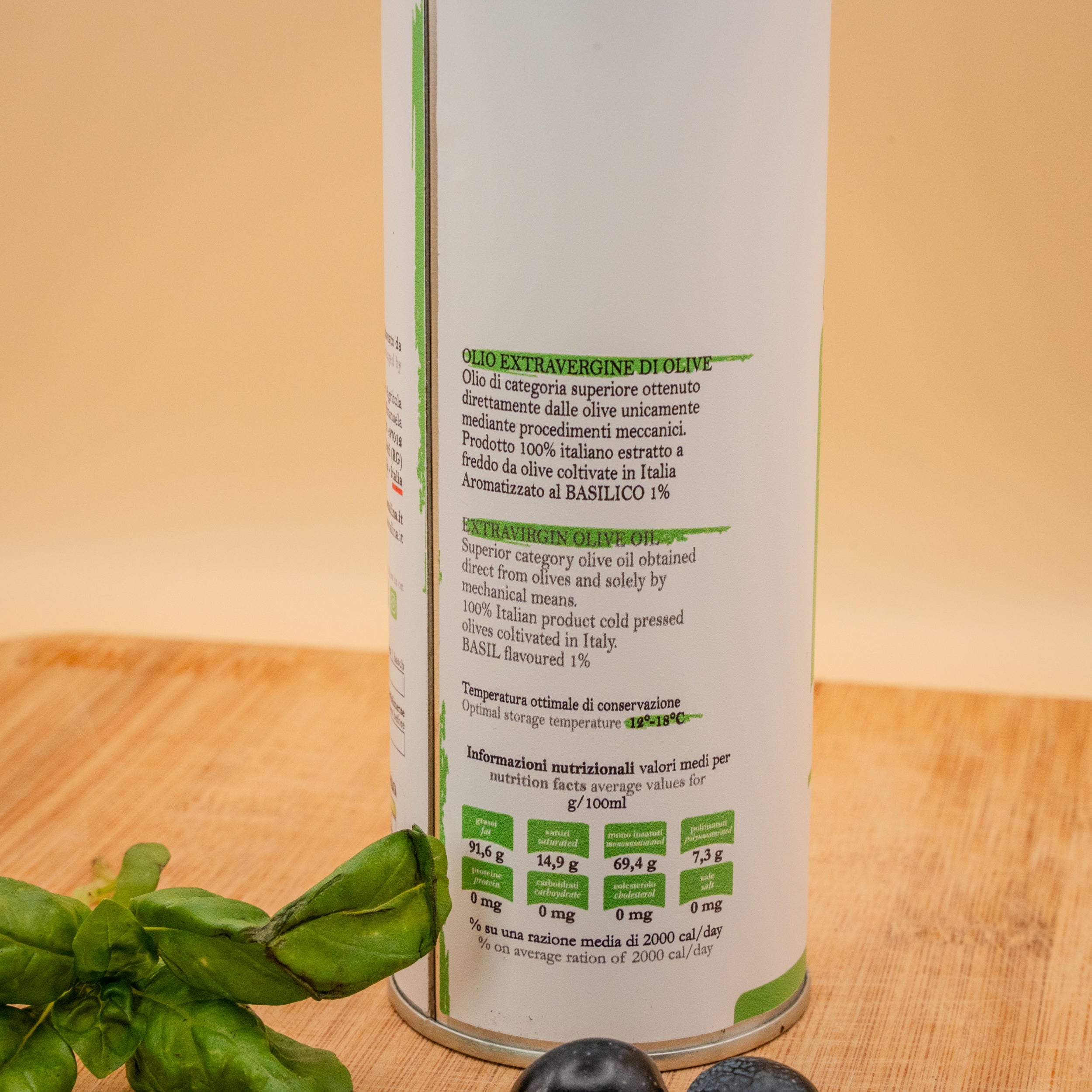 Olio EVO aromatizzato al Basilico - Selezione Sapori di Nonna Lina