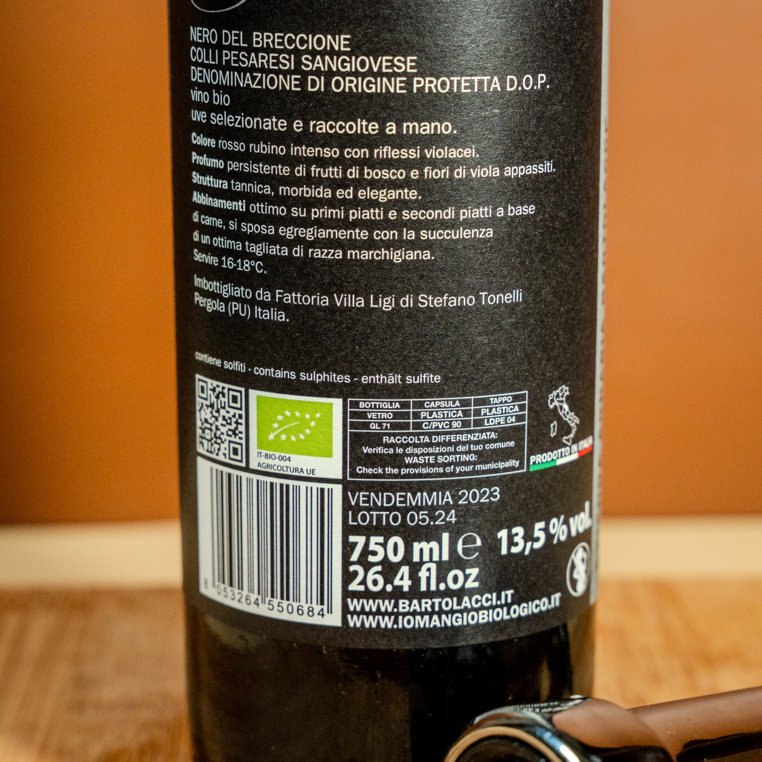Colli Pesaresi Sangiovese D.O.C. Biologico - Selezione Bartolacci
