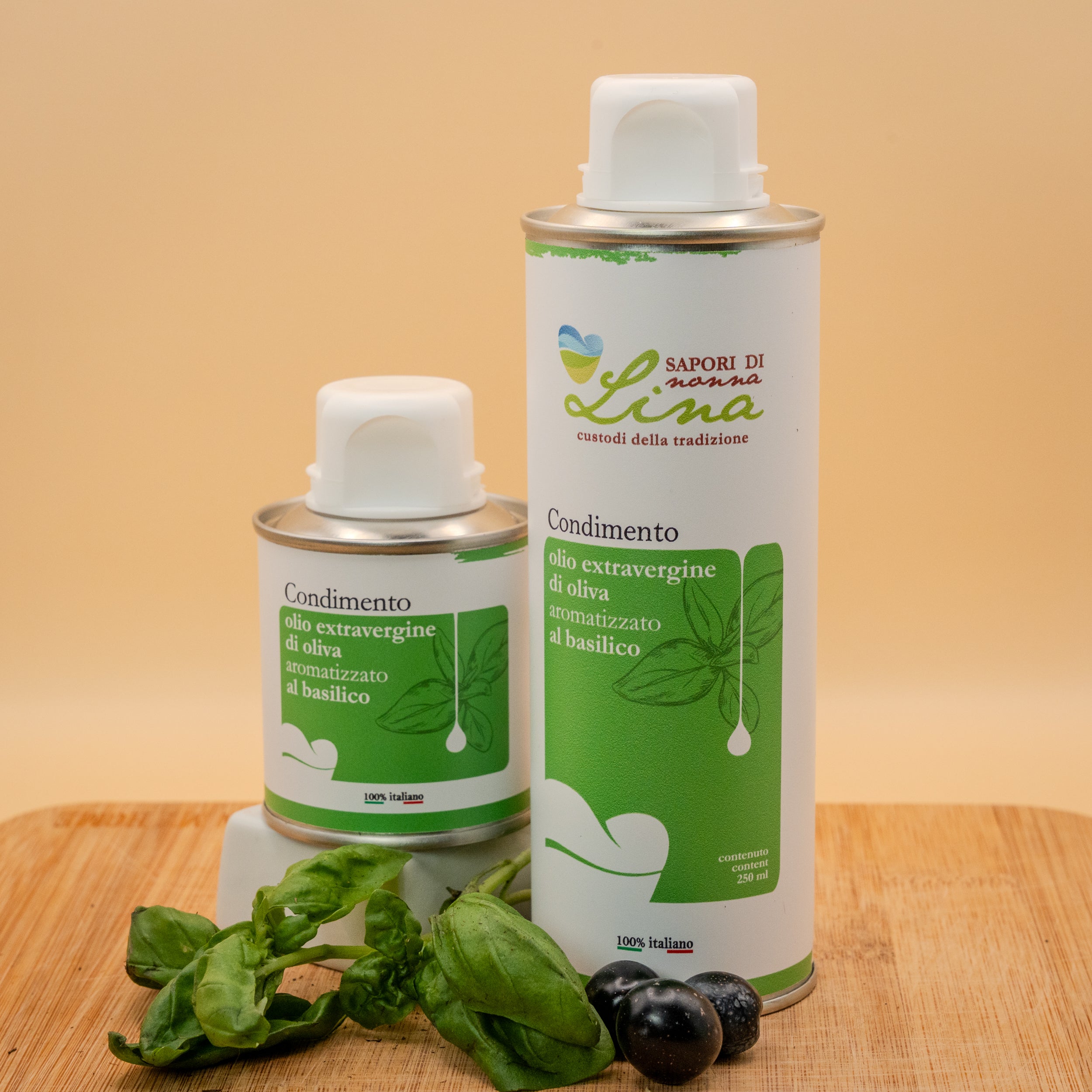 Olio EVO aromatizzato al Basilico - Selezione Sapori di Nonna Lina