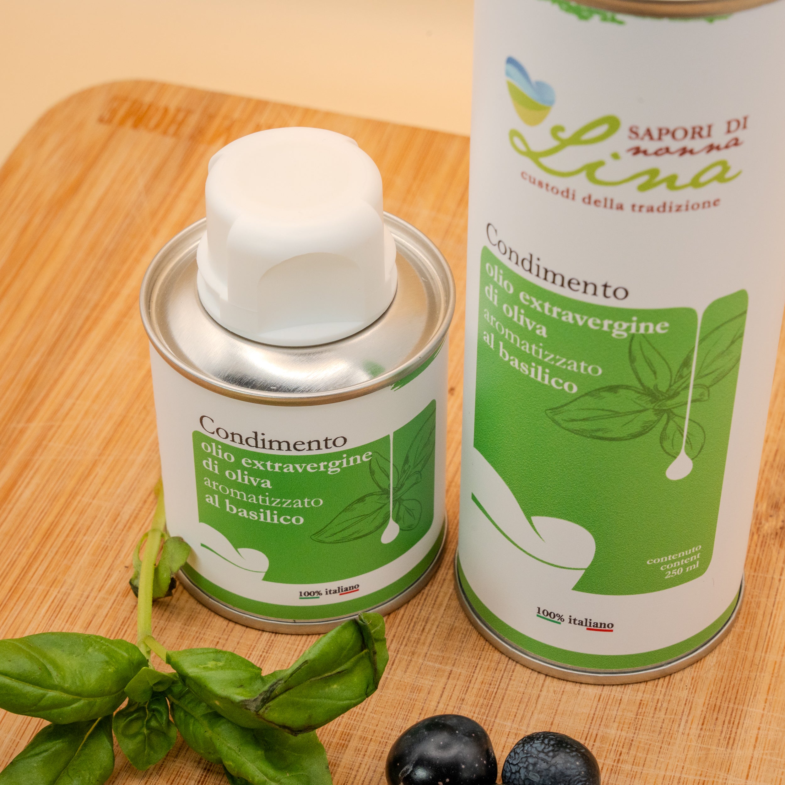 Olio EVO aromatizzato al Basilico - Selezione Sapori di Nonna Lina