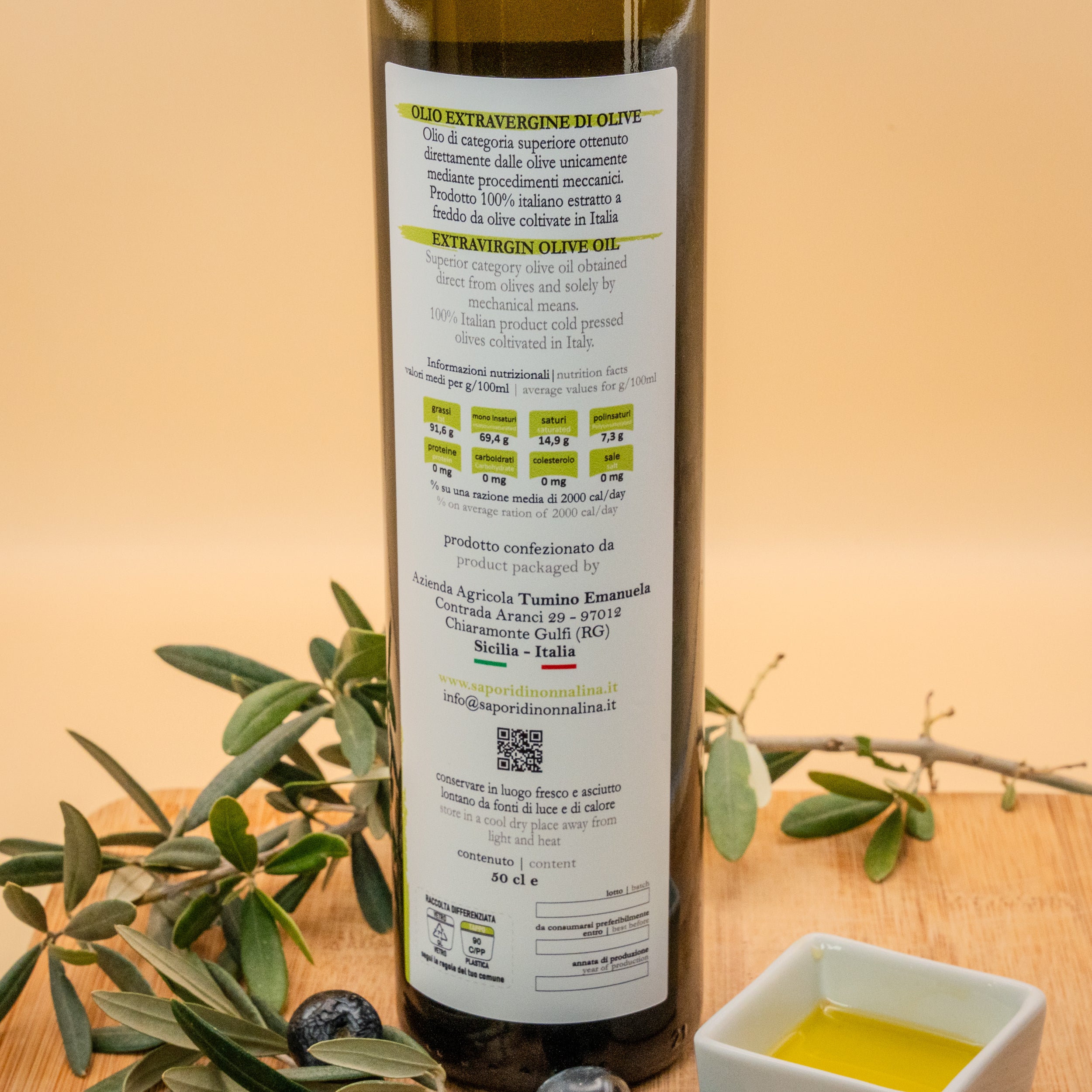 Olio Extra Vergine di Oliva Tonda Iblea in Vetro - Selezione Sapori di Nonna Lina